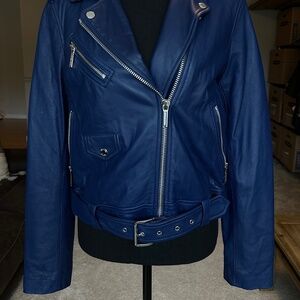 Michael Kors Genuine Leather Biker Moto Real  Buttery Jacket from Bloomingdales